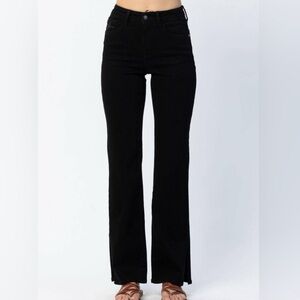 Judy Blue High Waist 90'S Black Slit Hem Straight Leg Jeans size 27